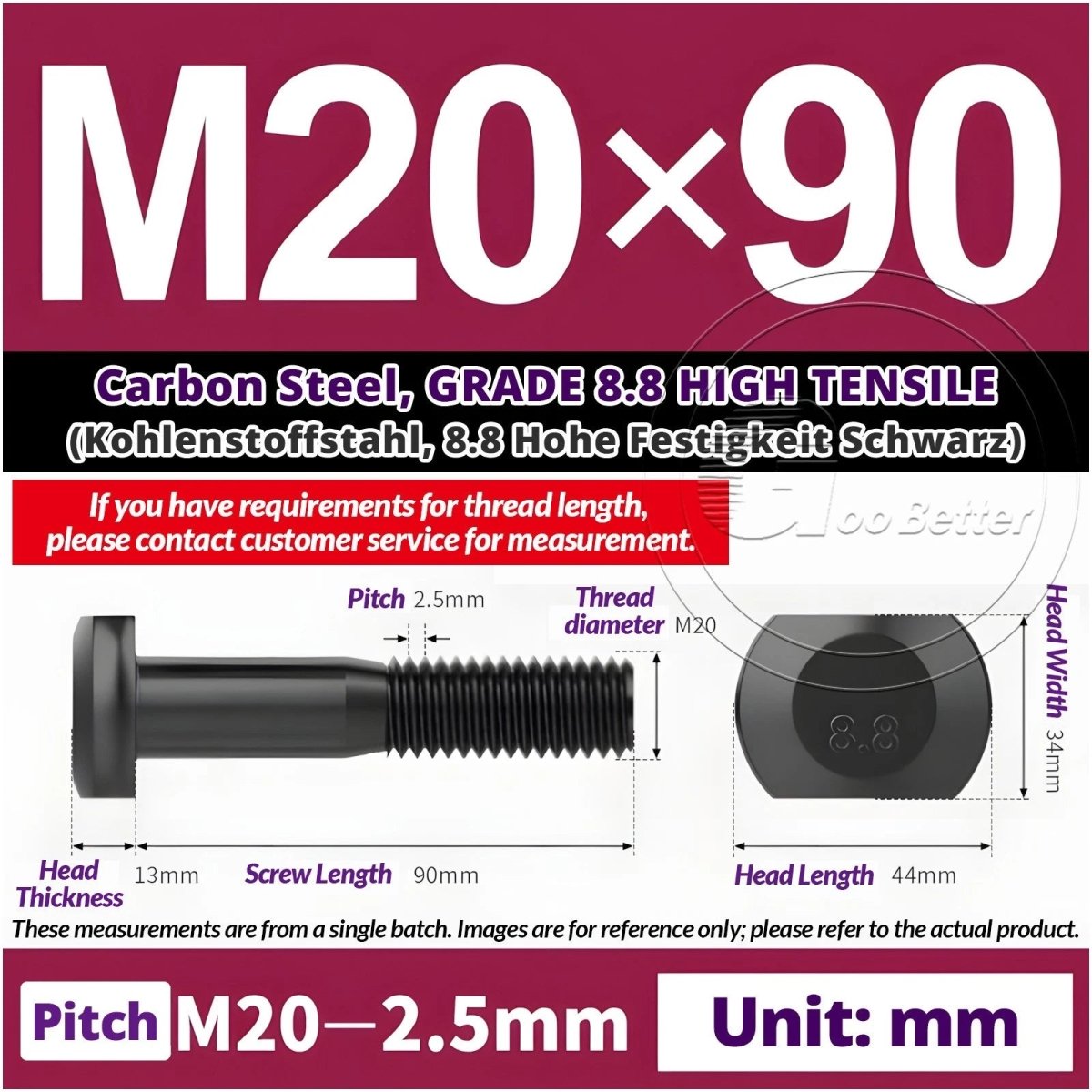 T - Slot Bolts M6 to M20 | Grade 8.8 High Tensile | T - Track Bolts 16mm–500mm - HomeDIYer