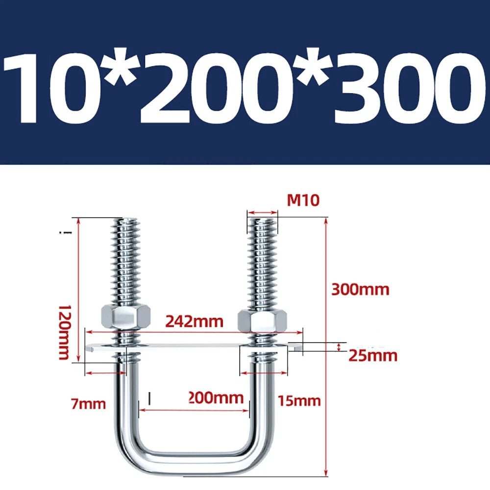 Square U - Bolts with Plate and Nuts – M6 M8 M10 M12 Zinc Plated, Trailer & Pipe Clamp Fasteners - HomeDIYer