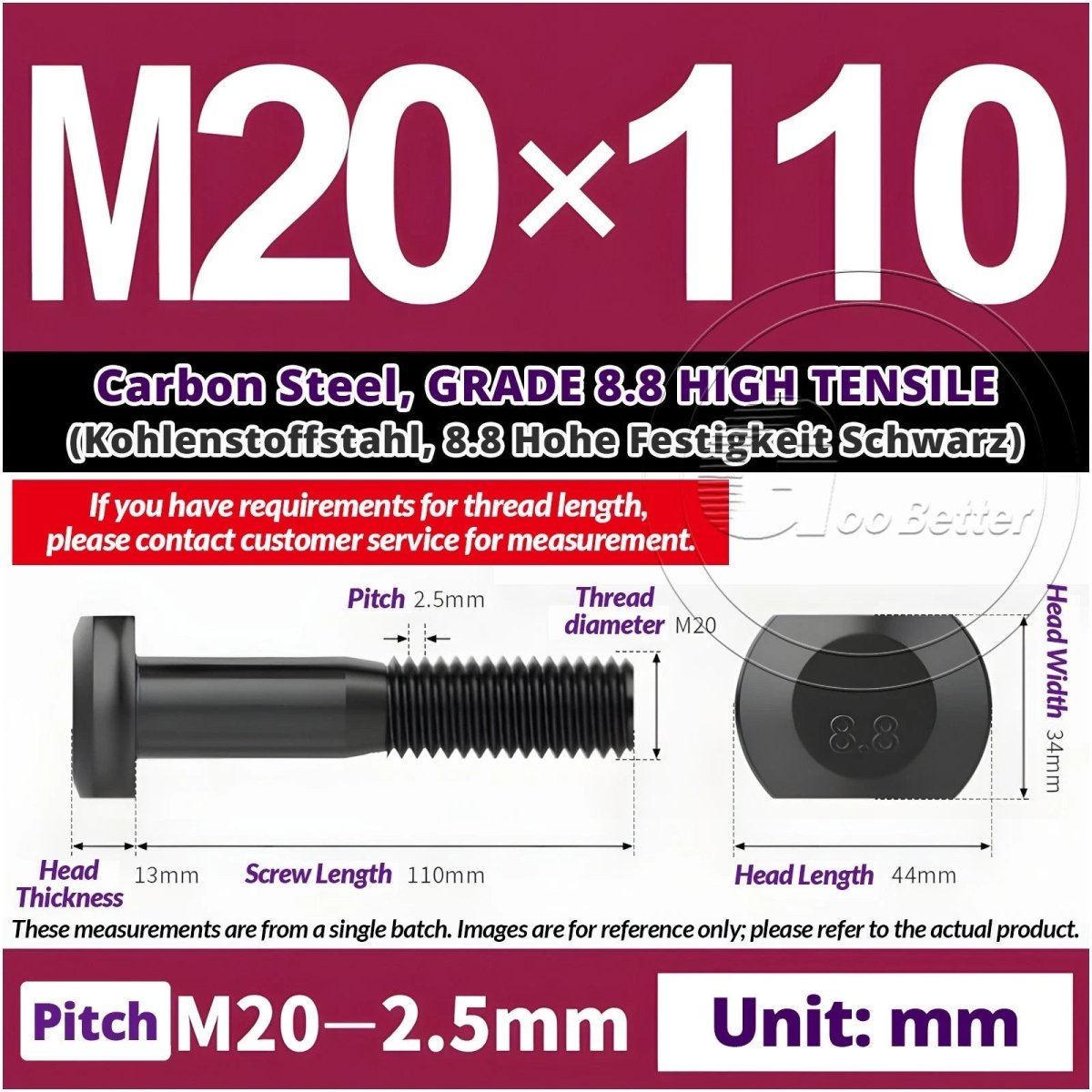 T - Slot Bolts M6 to M20 | Grade 8.8 High Tensile | T - Track Bolts 16mm–500mm - HomeDIYer