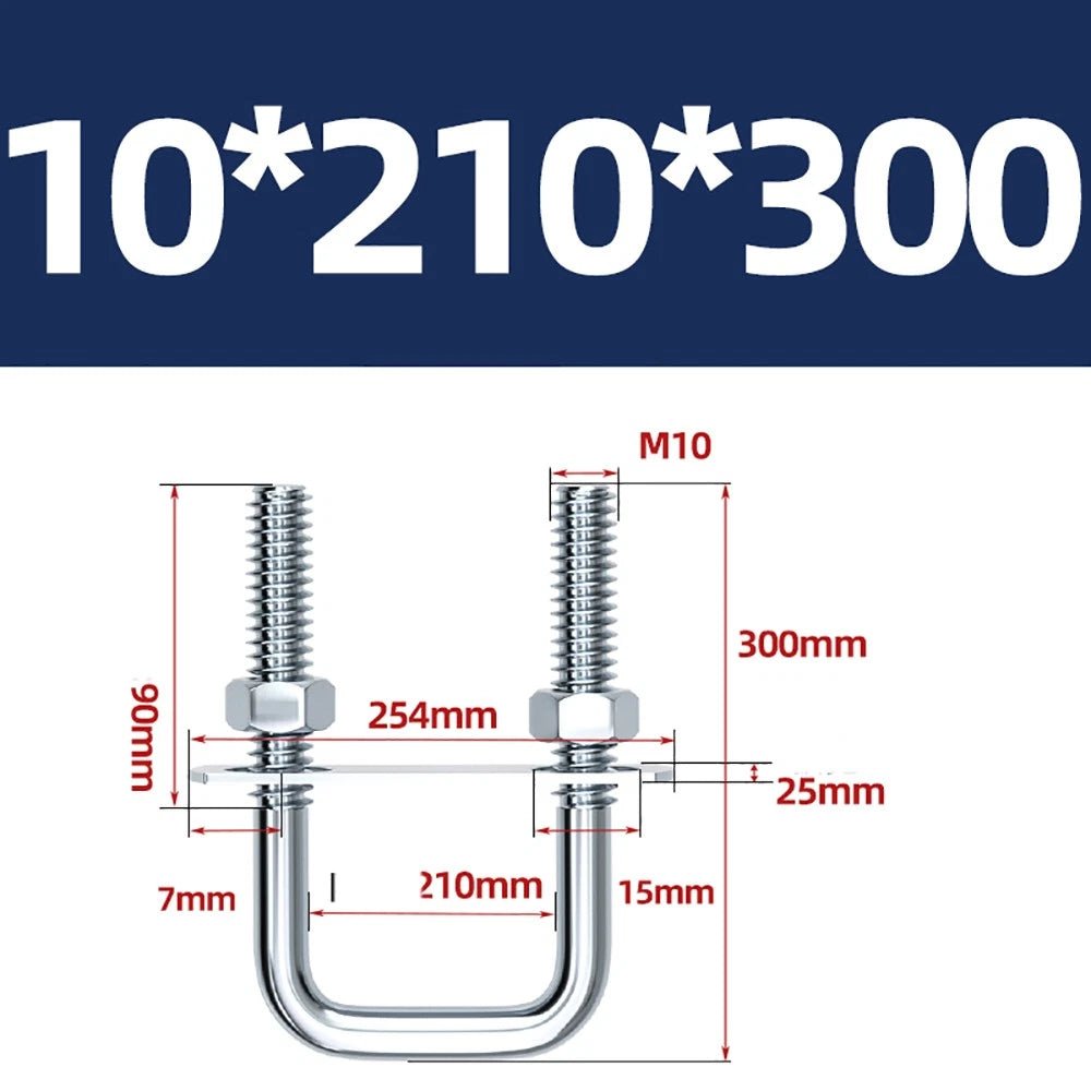 Square U - Bolts with Plate and Nuts – M6 M8 M10 M12 Zinc Plated, Trailer & Pipe Clamp Fasteners - HomeDIYer