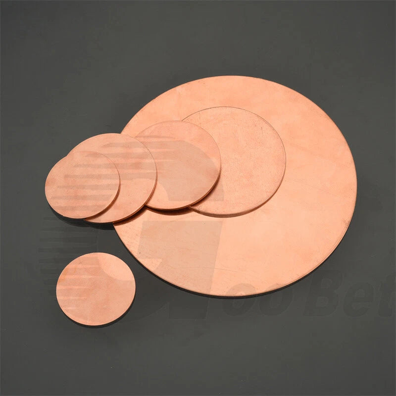 Solid Pure Copper Blank Round Discs T2 Grade Sheet Plate Panel Laser Cut 0.3-4mm