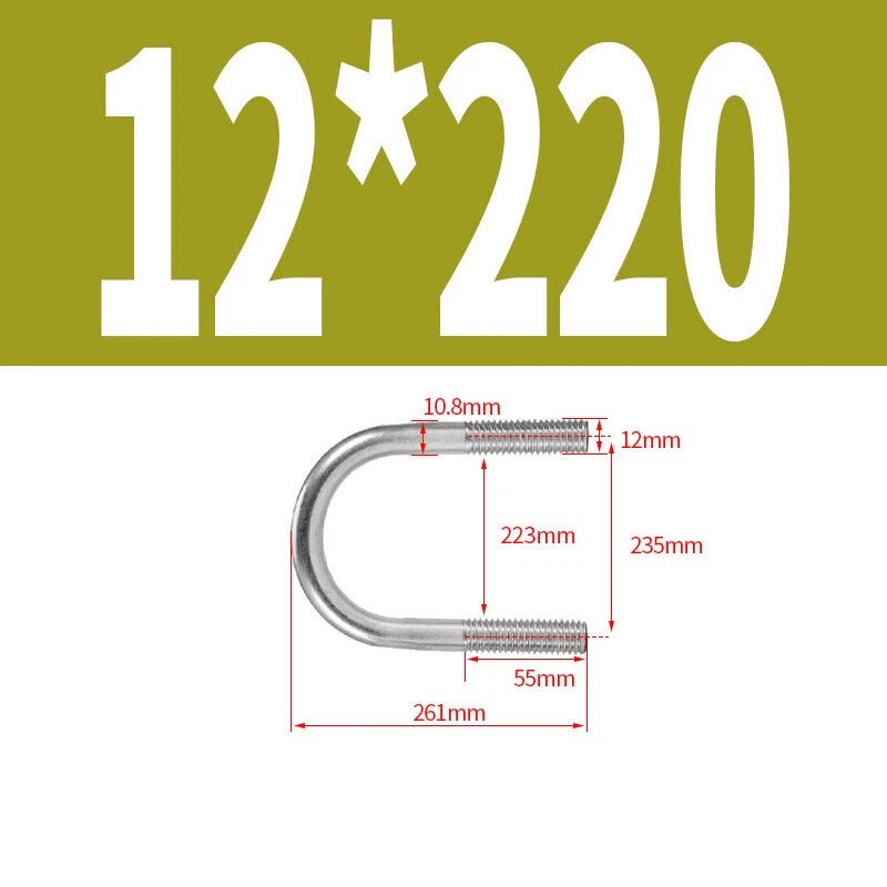 M12 Round Bend U - Bolt – A2 Stainless Steel, 42mm to 328mm - HomeDIYer