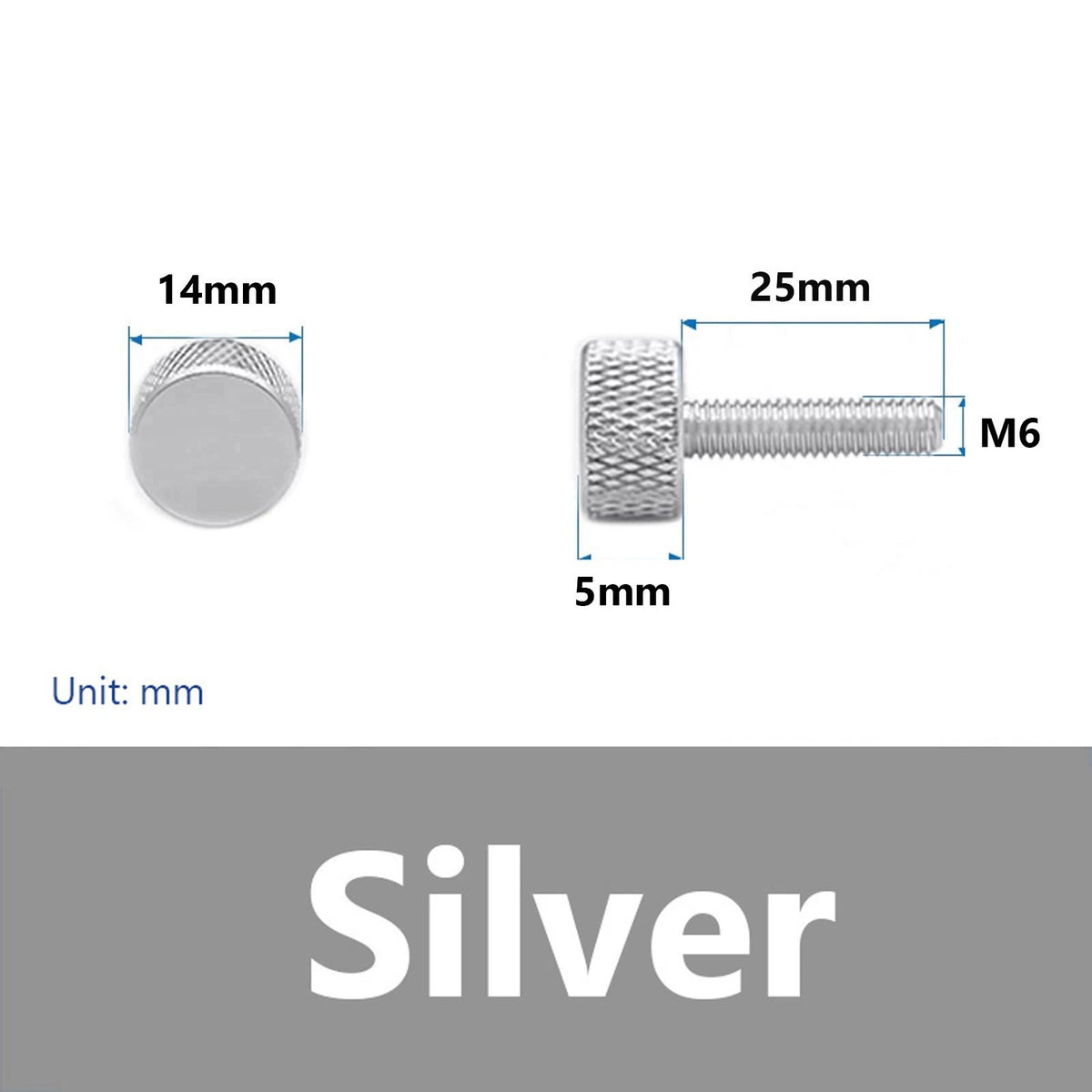 nurled Thumb Screws M6 x 25mm Aluminum Alloy DIY Hand Tighten Grip Knob Bolts