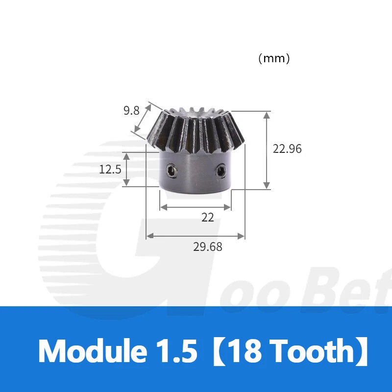 Module 1.5 Bevel Gear C45 Steel 1:2 Ratio 15 18 20 30 36 40 Tooth 90° Hard Black