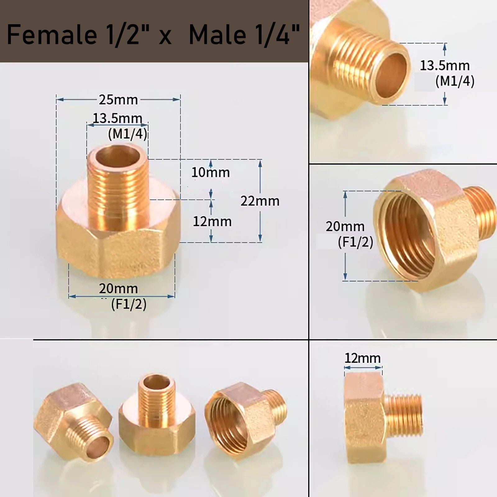 Brass BSP Reducing Nipple Connector — Male to Female Pipe Fitting Adapter (1/8" to 1")