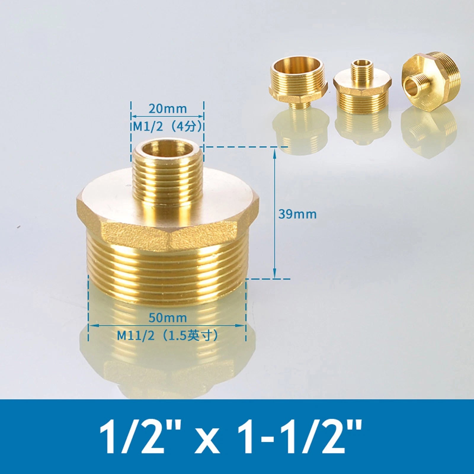 Brass BSP Male Hex Nipple Pipe Fitting — Equal & Reducing Threaded Connector