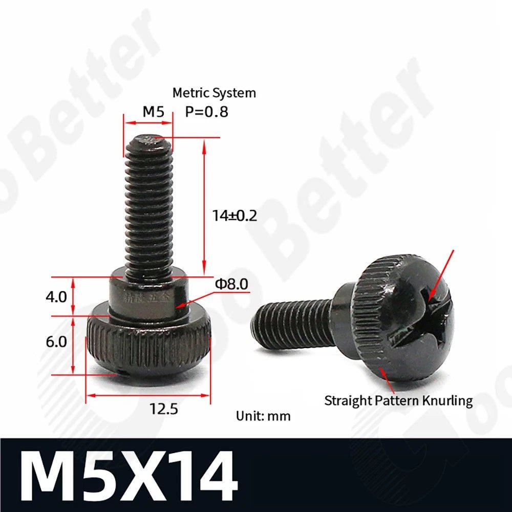 M5 M6 Knurled Thumb Screws Step Head | Hand Grip Knob Bolts | Nickel & Black Zinc Plated - HomeDIYer