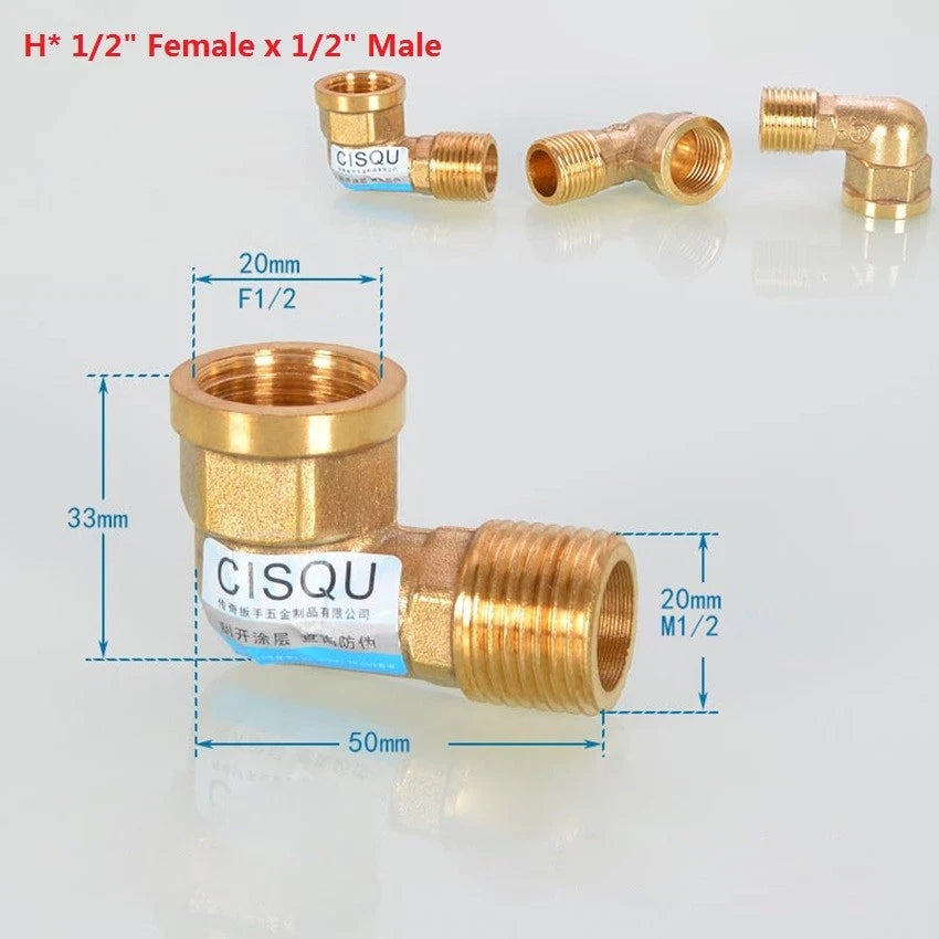Brass NPT Pipe Fittings – 1/2" & 3/4" Male Female Thread Adapter Connector