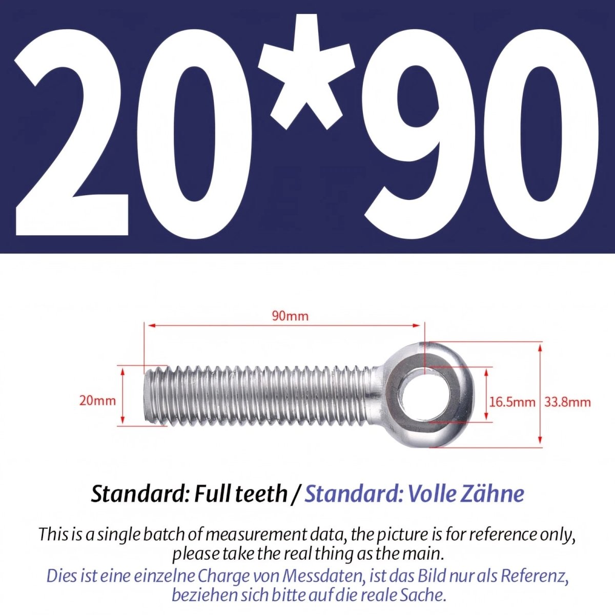 M20/M24 Stainless Steel A2 Eye Bolts – Threaded Ring for Catenary Wire & Hanging - HomeDIYer