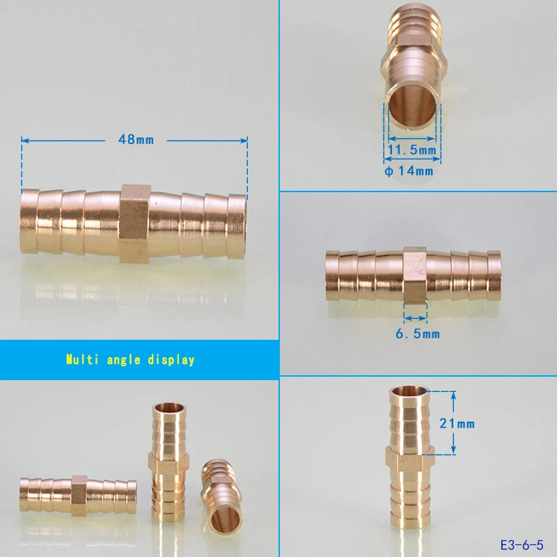 Brass Hose Tail Fittings – Barb Connector Straight Tee Y-Shape 90° Elbow Cross | Air Water Pipe Adapter