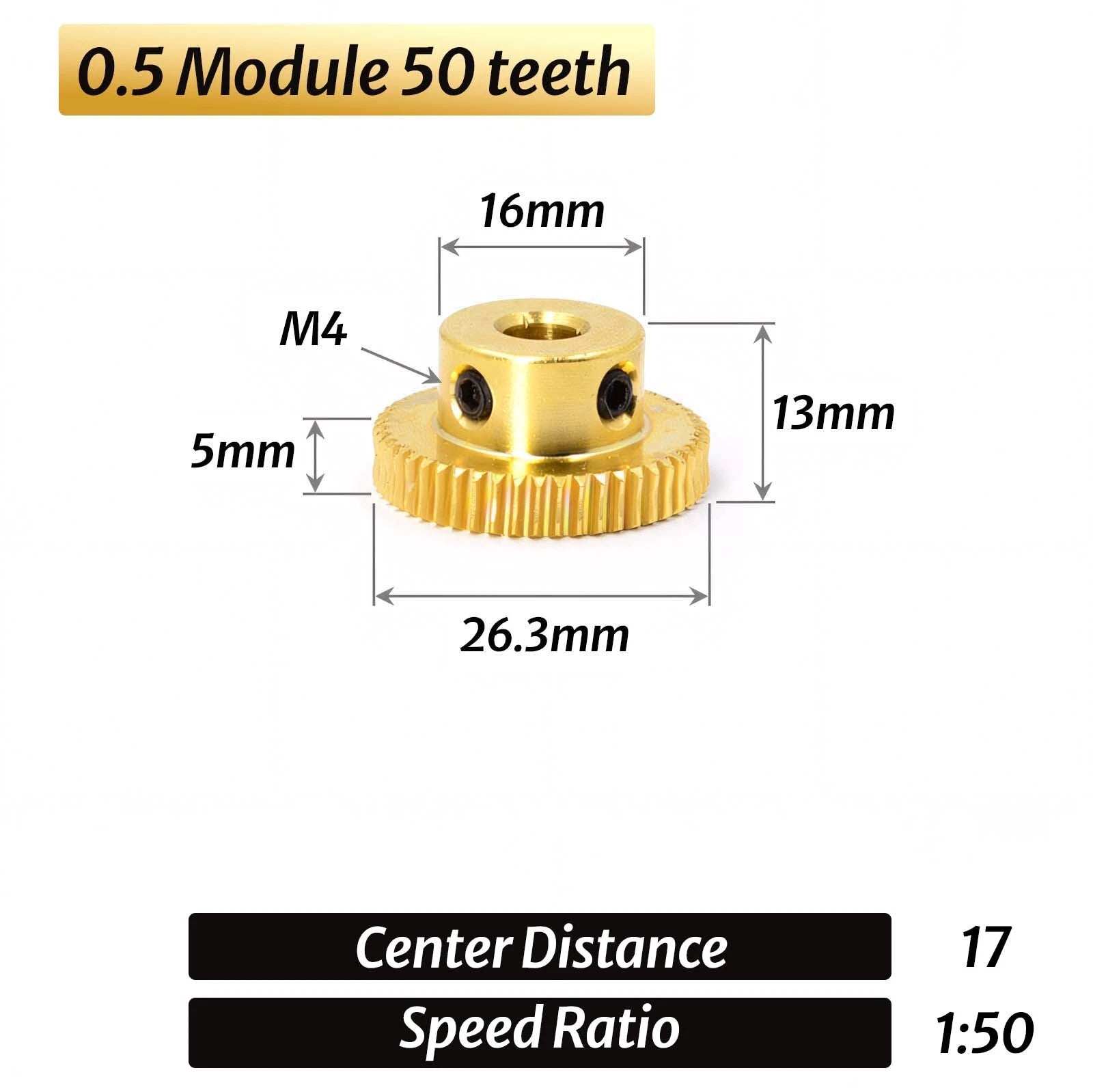 0.5/0.8/1/1.5 Module 20T to 60T Gear Copper Worm Wheel Gear & Worm Gear Shaft