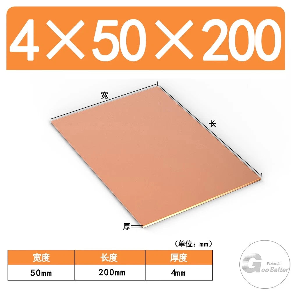 T2 Pure Copper 99.9% Sheet Plate Thick 4mm to 10mm Models making Customisable