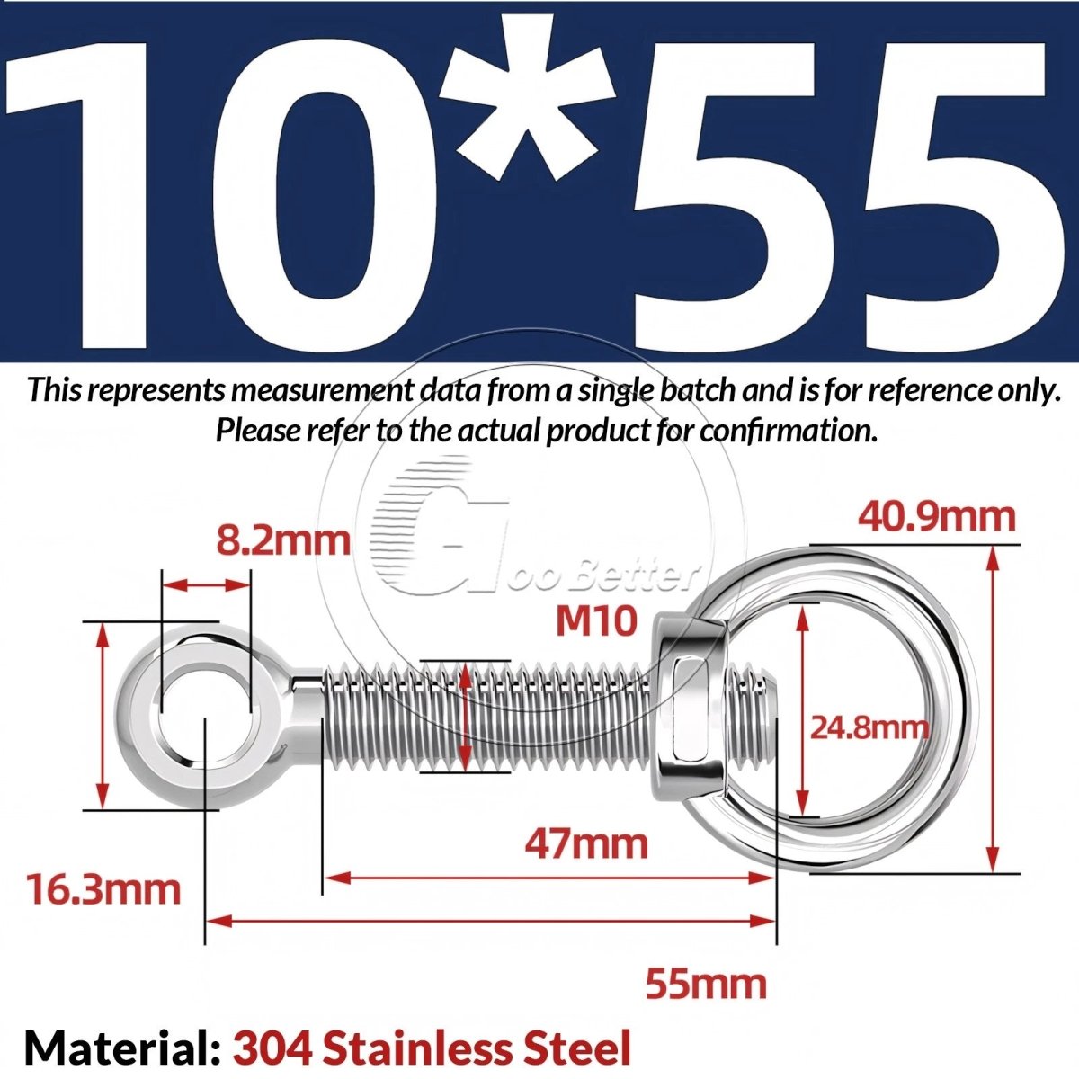 M10 M12 M14 Stainless Steel Eye Bolt & Eye Nut Set — A2 - 304, Threaded Lifting Ring - HomeDIYer