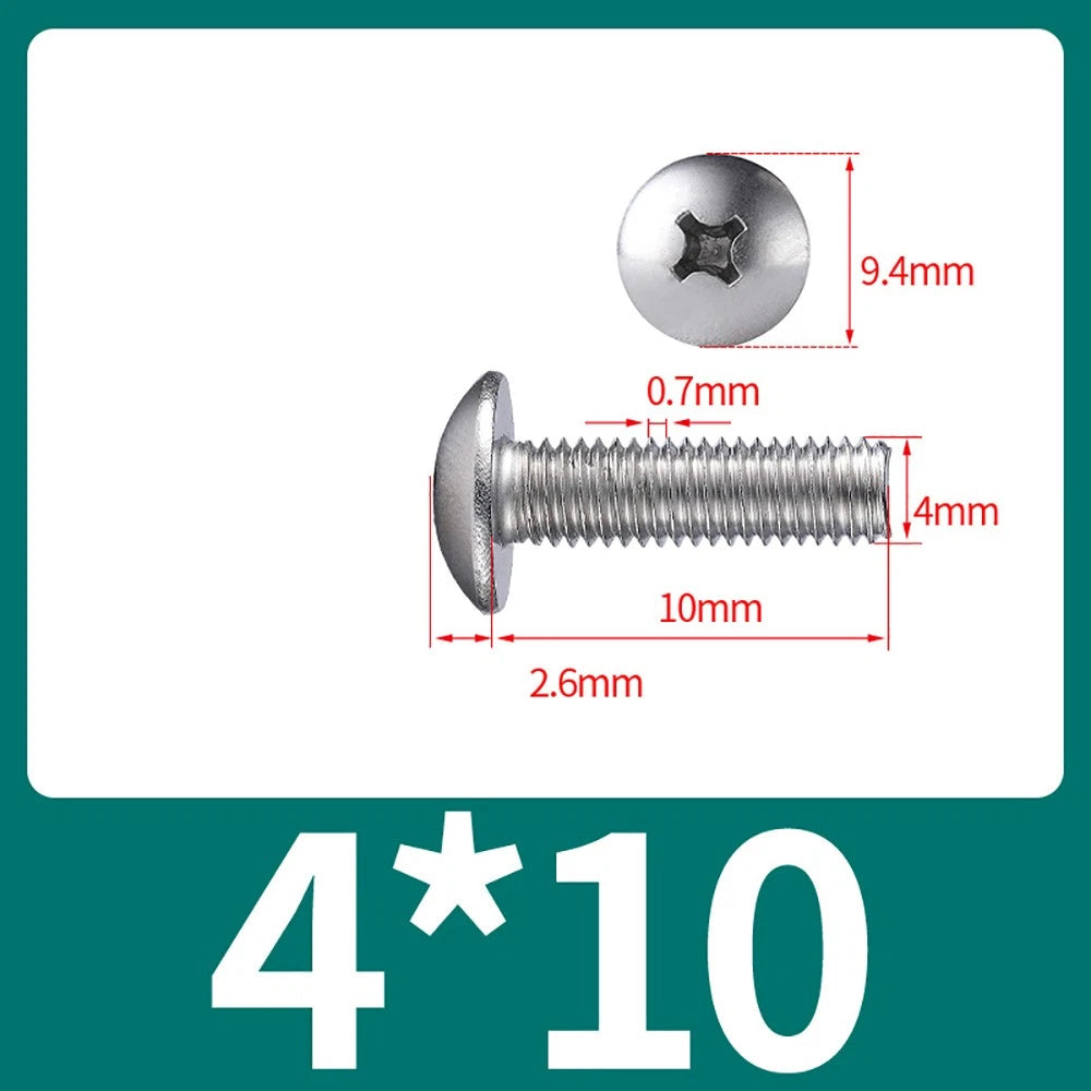 M4-M8 Phillips Truss Head Machine Screw Large Flat Head Screws Stainless Steel