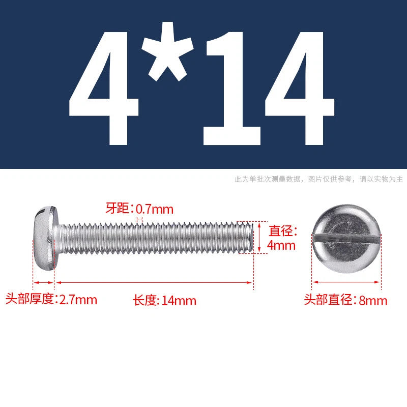 M4 M5 M6 M8 M10 A2 Stainless Steel Machine Screws - Slotted Pan Head Bolts DIN85