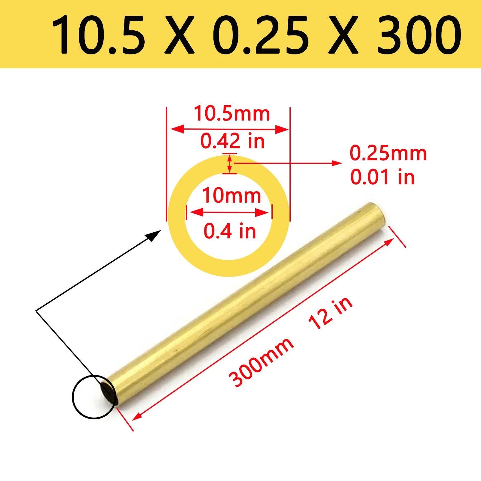 Brass Tubes ROUND PIPE Cu 62% OD 2mm 3mm 4mm 5mm 6mm To 25mm Length 300mm 0.3m