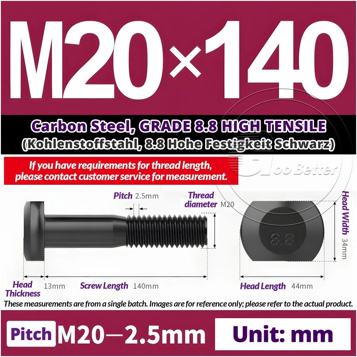 T - Slot Bolts M6 to M20 | Grade 8.8 High Tensile | T - Track Bolts 16mm–500mm - HomeDIYer