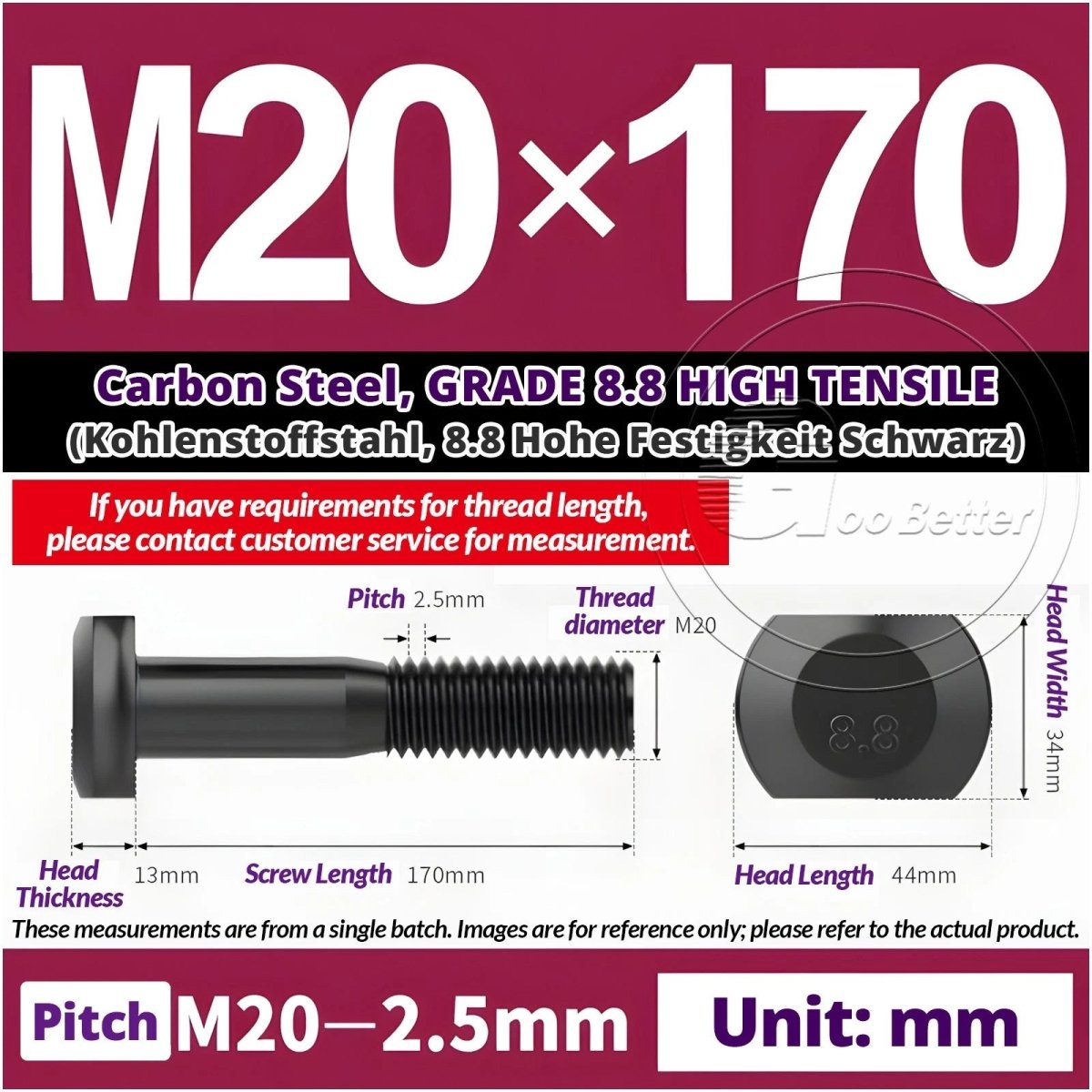 T - Slot Bolts M6 to M20 | Grade 8.8 High Tensile | T - Track Bolts 16mm–500mm - HomeDIYer
