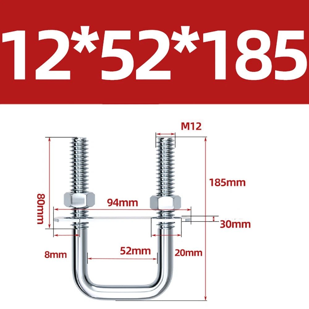 Square U - Bolts with Plate and Nuts – M6 M8 M10 M12 Zinc Plated, Trailer & Pipe Clamp Fasteners - HomeDIYer