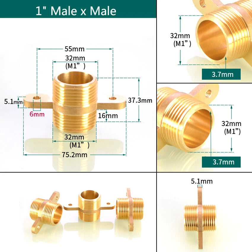BSP Brass Pipe Fitting Connector Adapter – Flange Fixed, Female/Male Thread