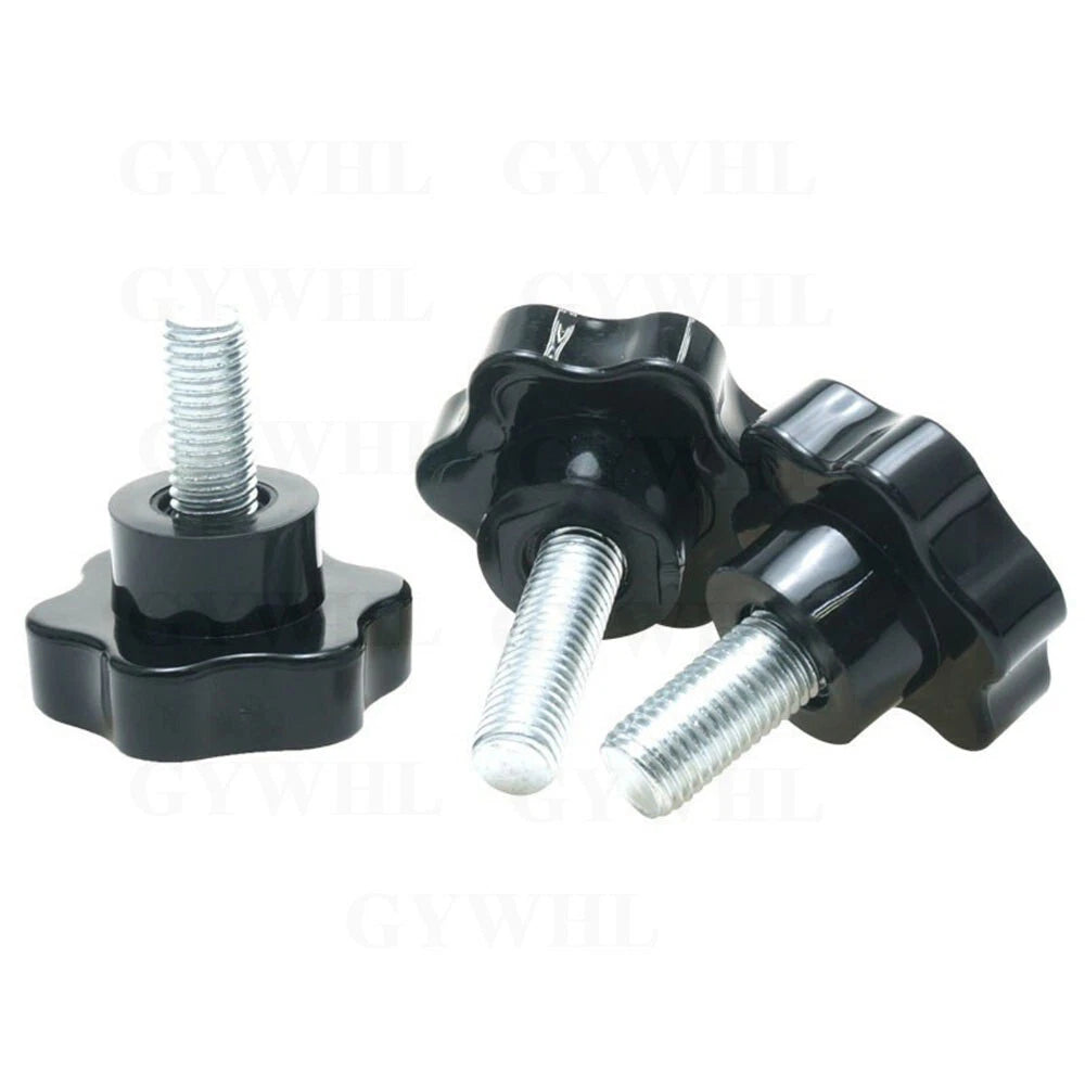 Zinc Plated Thumb Screws Hand Knob Grip Bolt Black Plastic Hexalobular Star Head