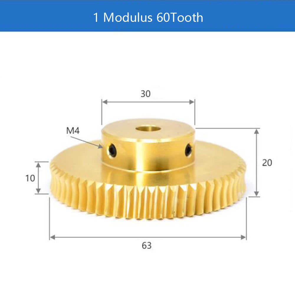 1 Modulus 15-60T Brass Worm Wheel Gear Pitch 3.14mm Transmission Gear,Worm Rod
