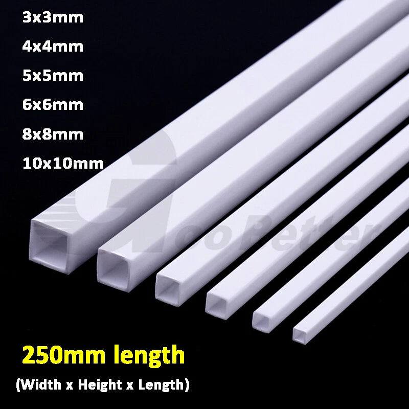 ABS Plastic Rods & Tubes – Round, Square, U/L/H-Profile Styrene Strips 250mm