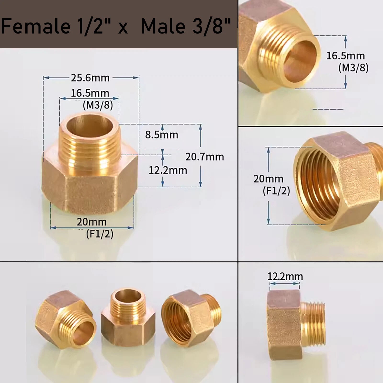 Brass BSP Reducing Nipple Connector — Male to Female Pipe Fitting Adapter (1/8" to 1")