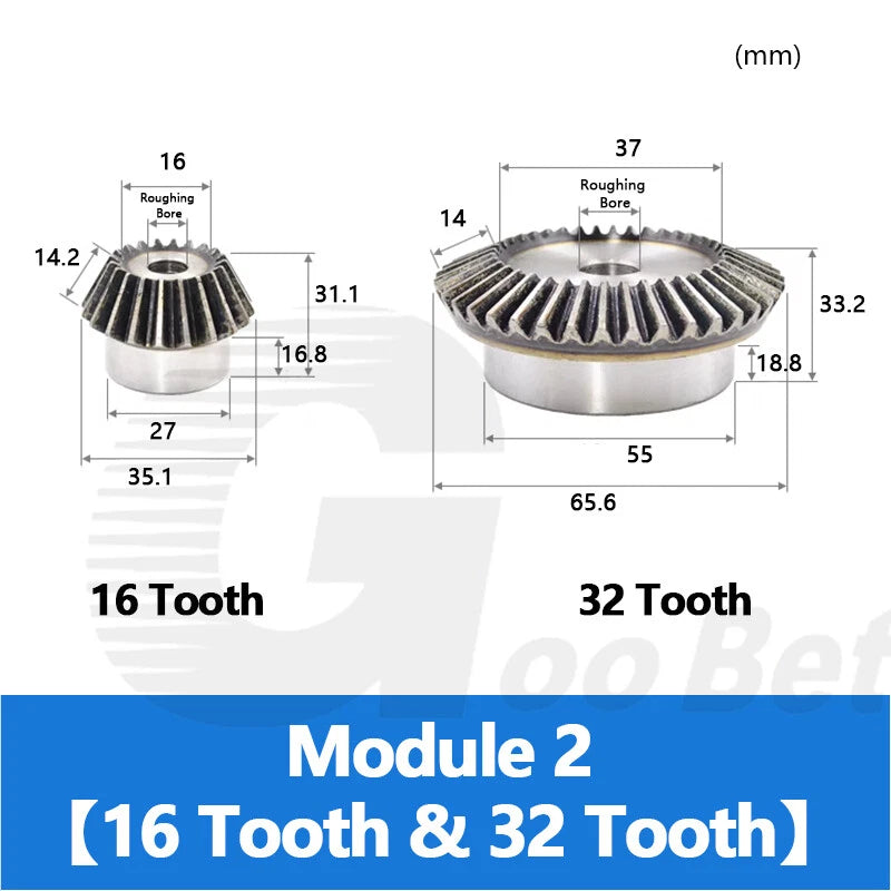 Bevel Gear Set Mod 1.5 2 2.5 3 Steel 1:2 Pairing 15/30 16/32 18/36 20/40 Tooth