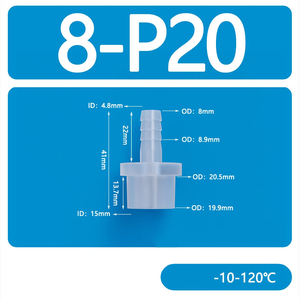 Straight Barbed Hose Joiner Connector — Plastic, φ8mm–25mm, Air & Water