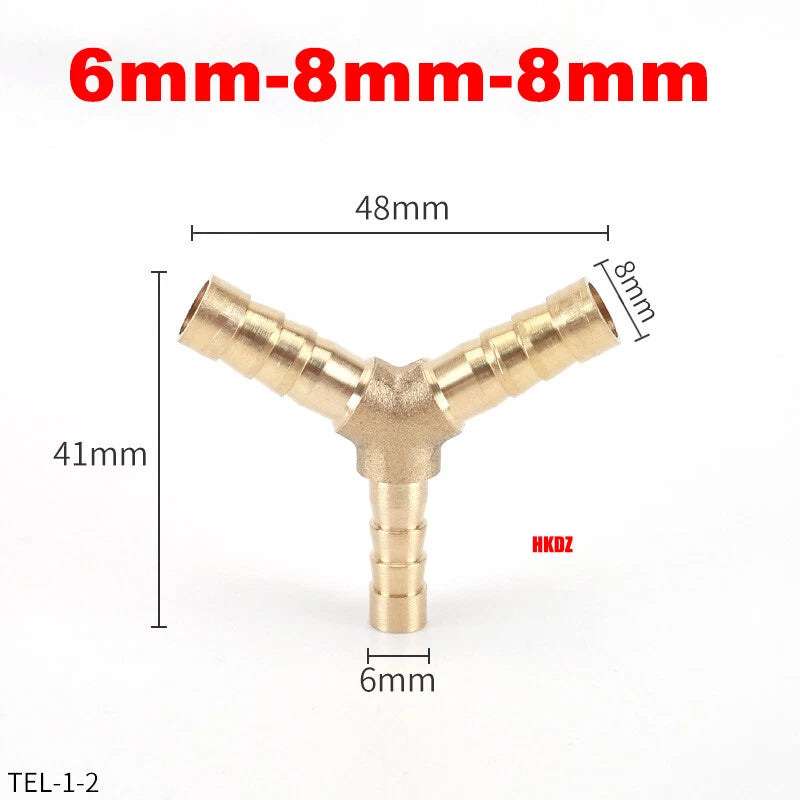 Brass Y Barbed Hose Tail Joiner — Tube Connector for Air, Water, Fuel & Gas