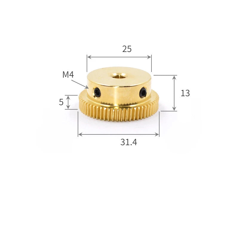 0.5/0.8 Module Worm Gear 20T-60T Teeth Brass Worm Gear Wheel & Worm Gear Shaft