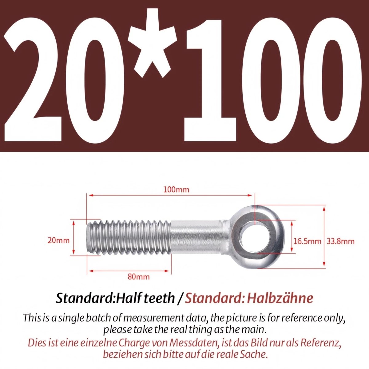 M20/M24 Stainless Steel A2 Eye Bolts – Threaded Ring for Catenary Wire & Hanging - HomeDIYer