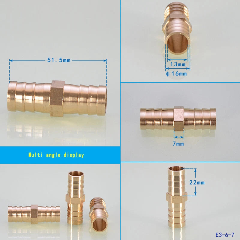 Brass Hose Tail Fittings – Barb Connector Straight Tee Y-Shape 90° Elbow Cross | Air Water Pipe Adapter
