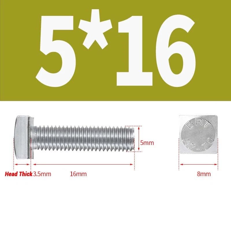 Square Head Bolts M4 M5 M6 M8 M10 M12 — A2 304 Stainless Steel, Multiple Lengths - HomeDIYer
