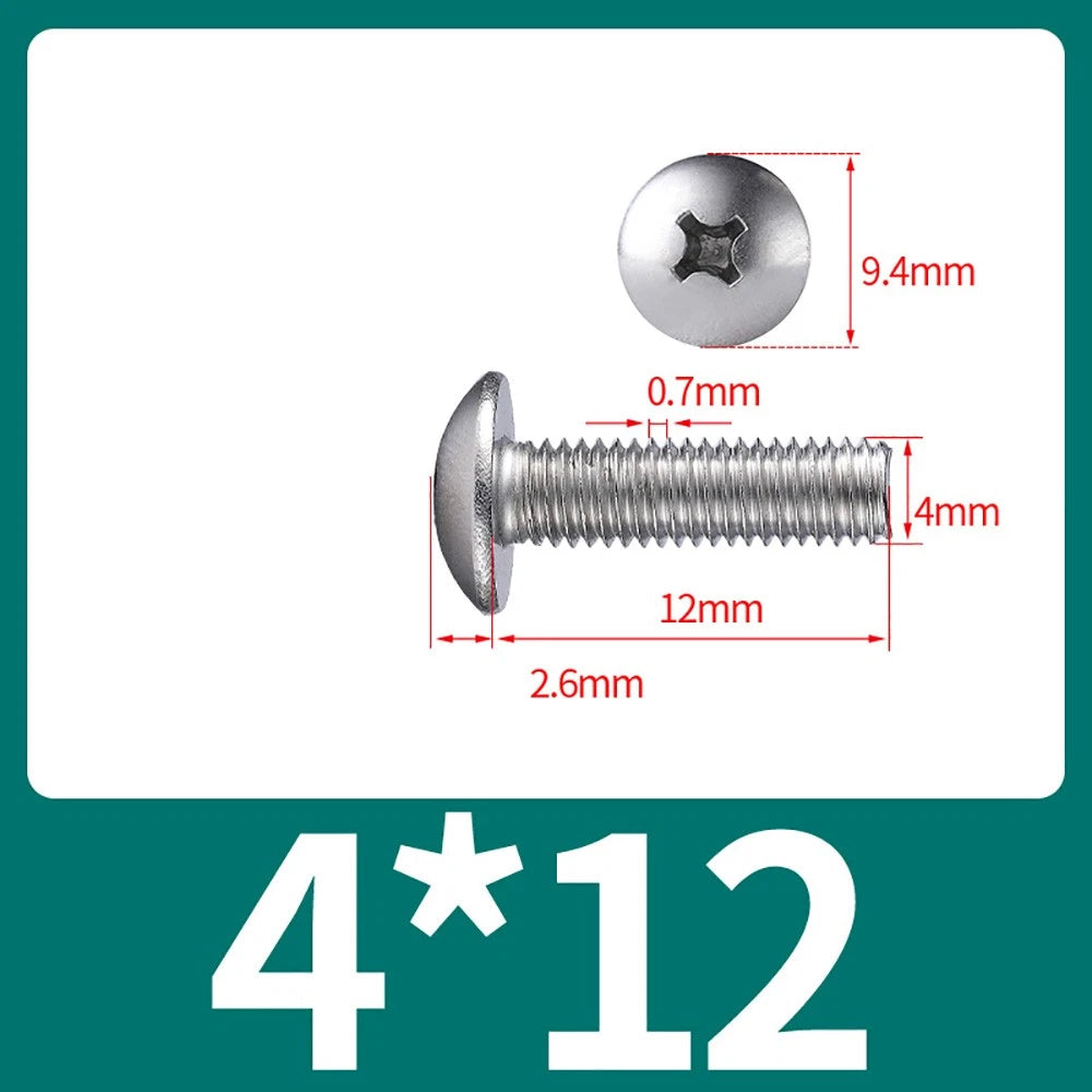 M4-M8 Phillips Truss Head Machine Screw Large Flat Head Screws Stainless Steel