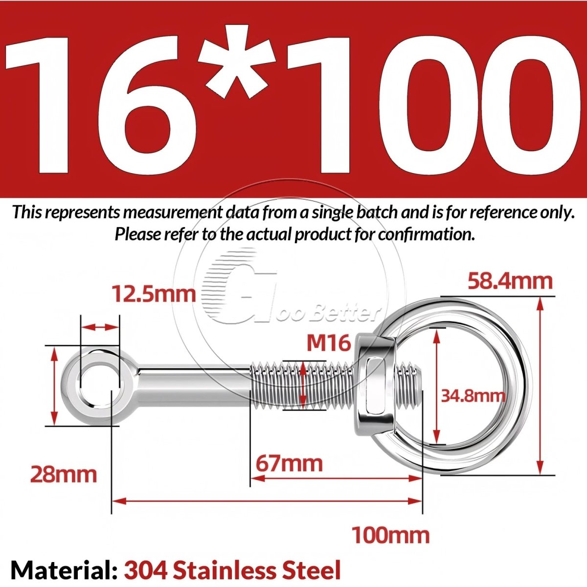 M16–M24 A2 304 Stainless Steel Lifting Eye Bolt & Eye Nut Threaded Ring - HomeDIYer