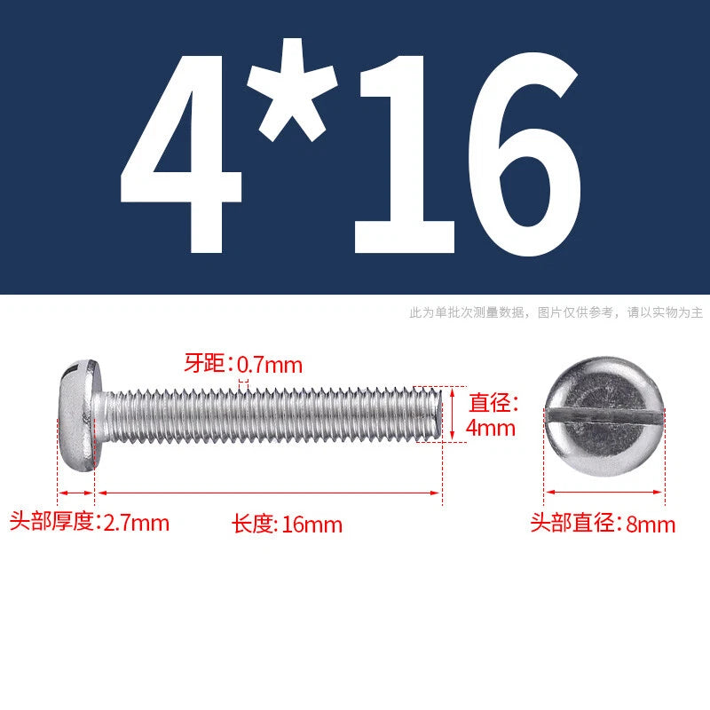 M4 M5 M6 M8 M10 A2 Stainless Steel Machine Screws - Slotted Pan Head Bolts DIN85