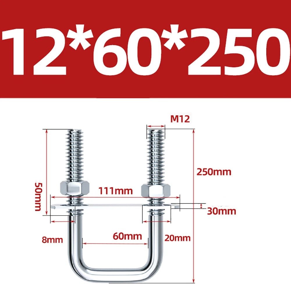 Square U - Bolts with Plate and Nuts – M6 M8 M10 M12 Zinc Plated, Trailer & Pipe Clamp Fasteners - HomeDIYer