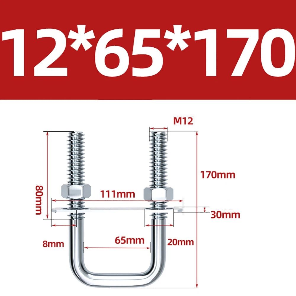 Square U - Bolts with Plate and Nuts – M6 M8 M10 M12 Zinc Plated, Trailer & Pipe Clamp Fasteners - HomeDIYer