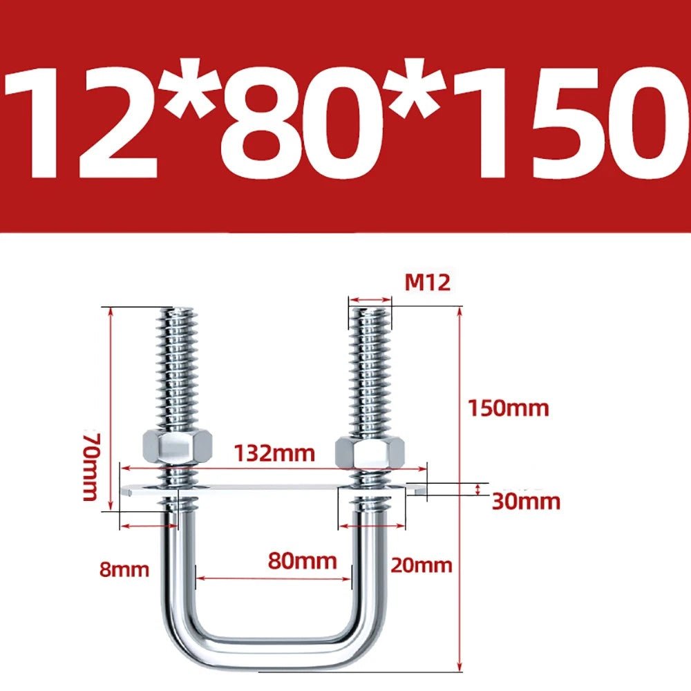 Square U - Bolts with Plate and Nuts – M6 M8 M10 M12 Zinc Plated, Trailer & Pipe Clamp Fasteners - HomeDIYer