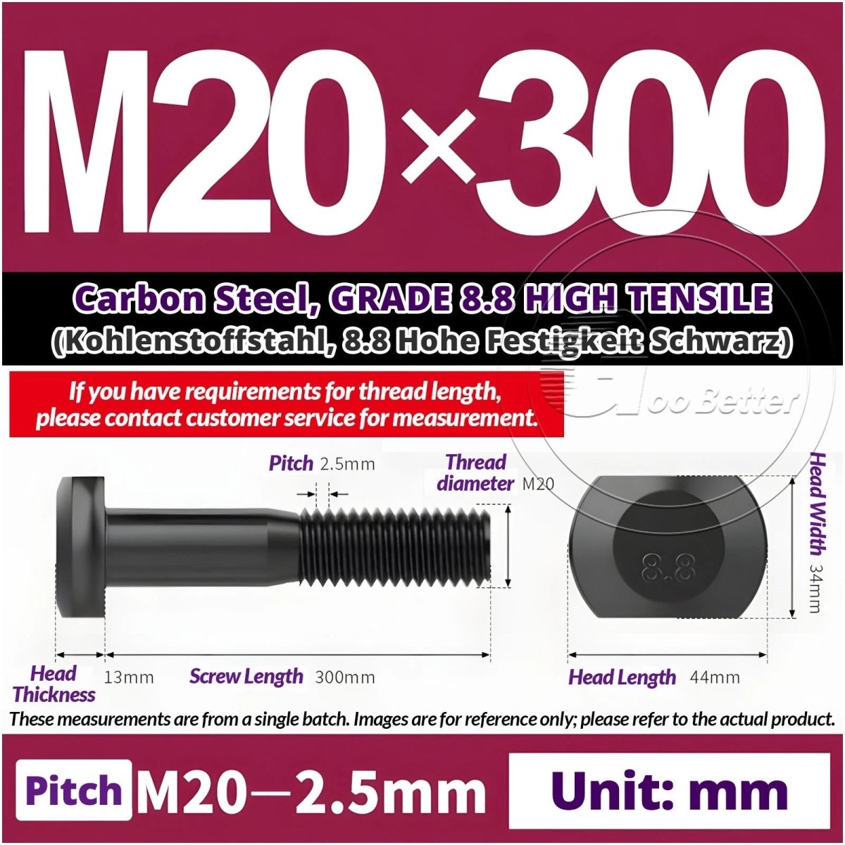 T - Slot Bolts M6 to M20 | Grade 8.8 High Tensile | T - Track Bolts 16mm–500mm - HomeDIYer