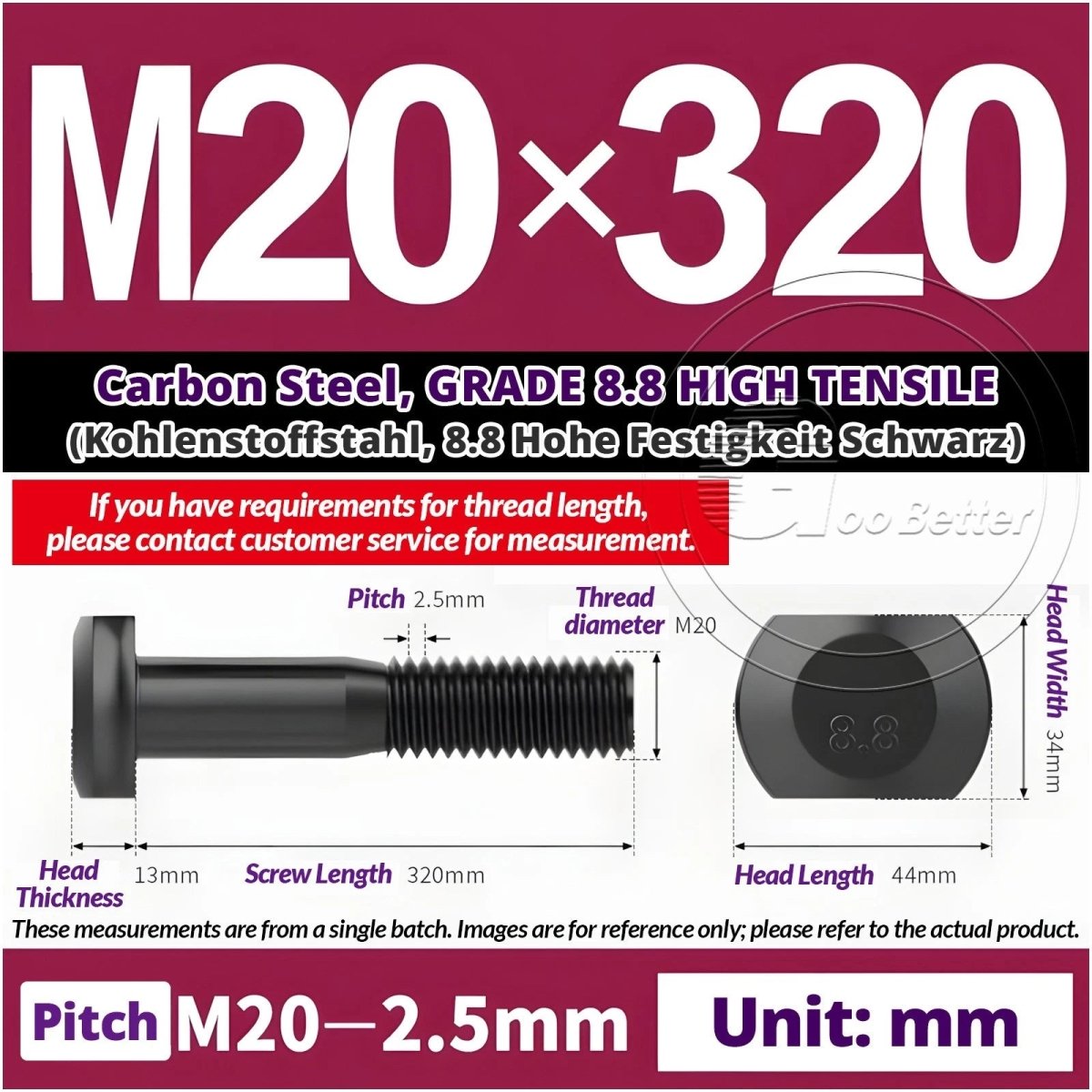 T - Slot Bolts M6 to M20 | Grade 8.8 High Tensile | T - Track Bolts 16mm–500mm - HomeDIYer
