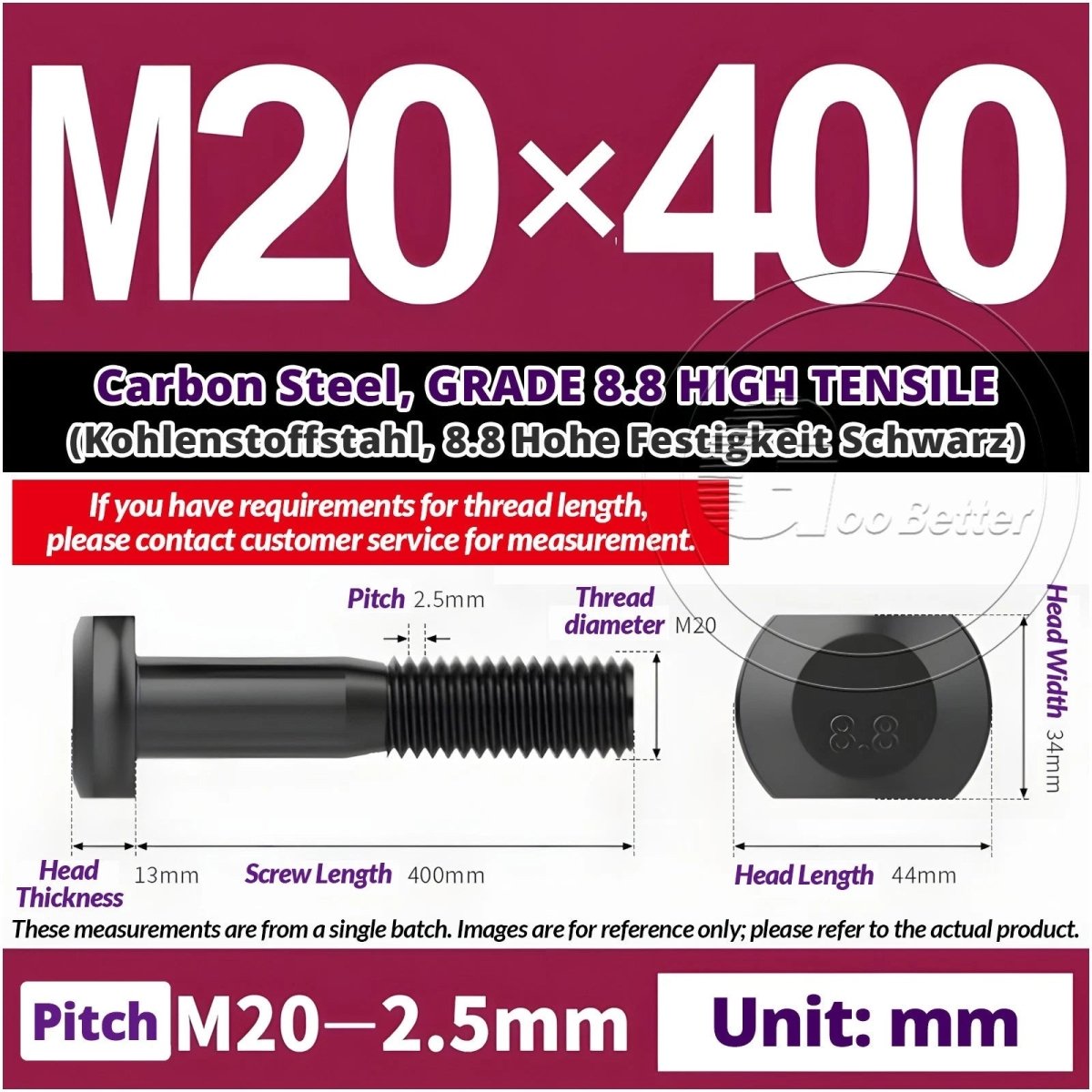 T - Slot Bolts M6 to M20 | Grade 8.8 High Tensile | T - Track Bolts 16mm–500mm - HomeDIYer
