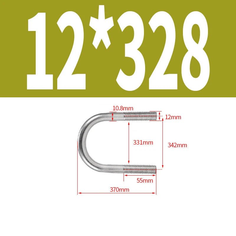 M12 Round Bend U - Bolt – A2 Stainless Steel, 42mm to 328mm - HomeDIYer
