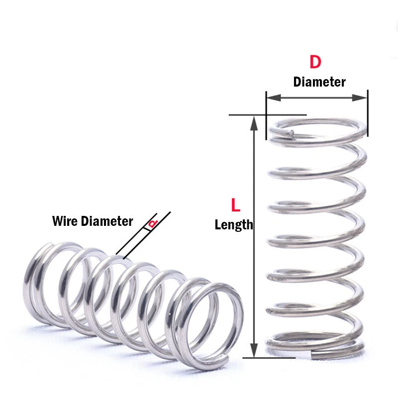 2mm Wire Dia Compression Spring 24-30mm Dia 10-200mm Length A2 Stainless Steel