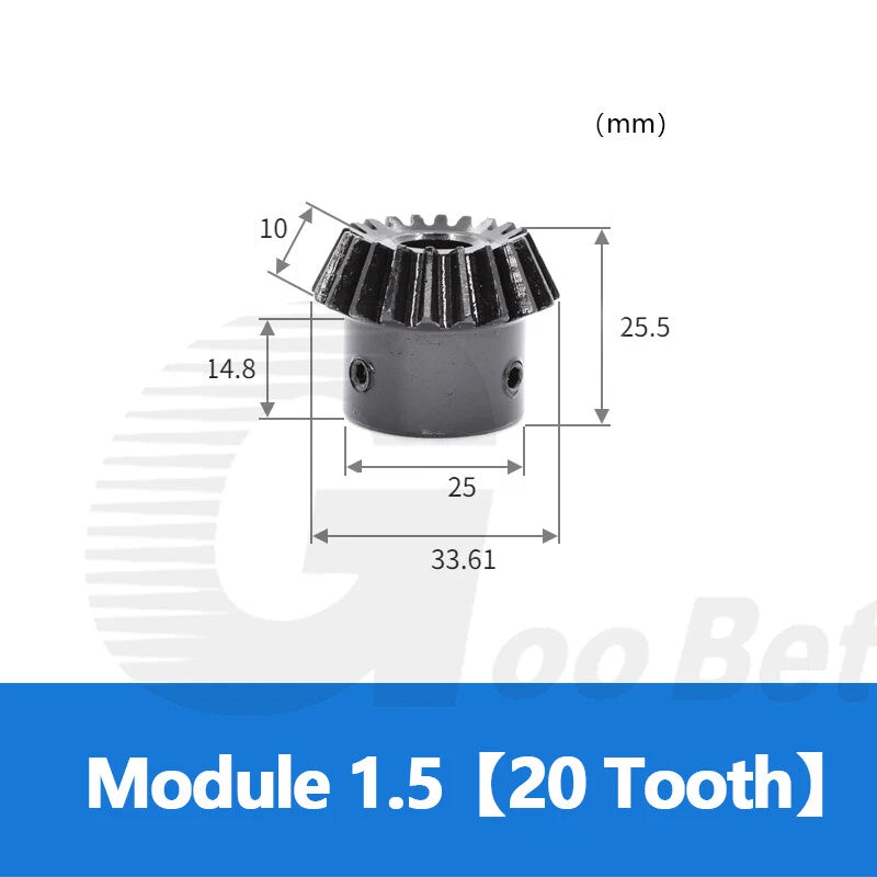 Module 1.5 Bevel Gear C45 Steel 1:2 Ratio 15 18 20 30 36 40 Tooth 90° Hard Black