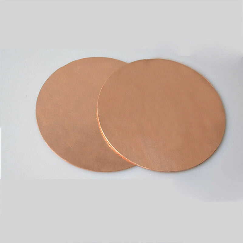 Solid Pure Copper Discs Blank Round Plate Metal Sheet 50-200mm OD 0.8-3mm Thick
