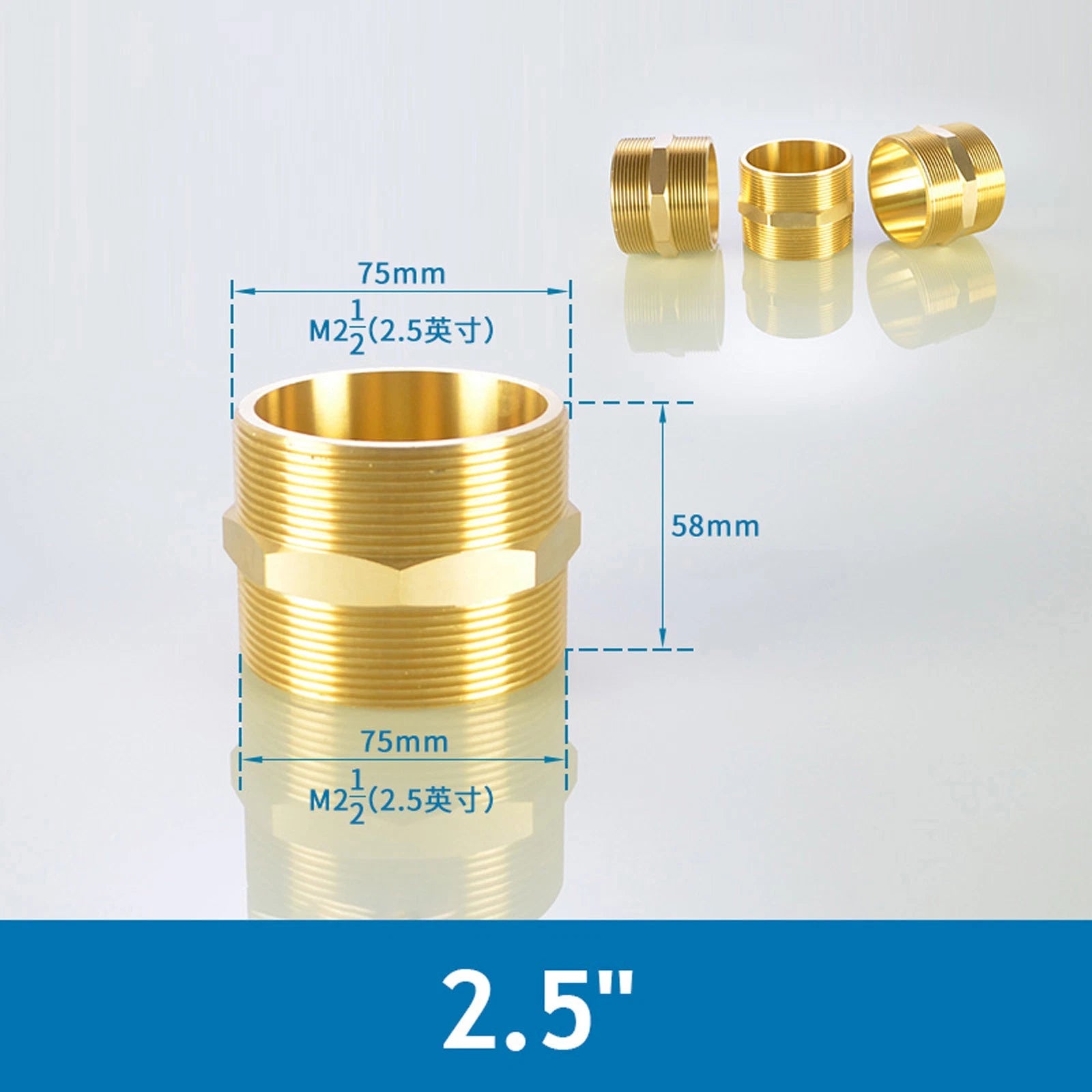 Brass BSP Male Hex Nipple Pipe Fitting — Equal & Reducing Threaded Connector