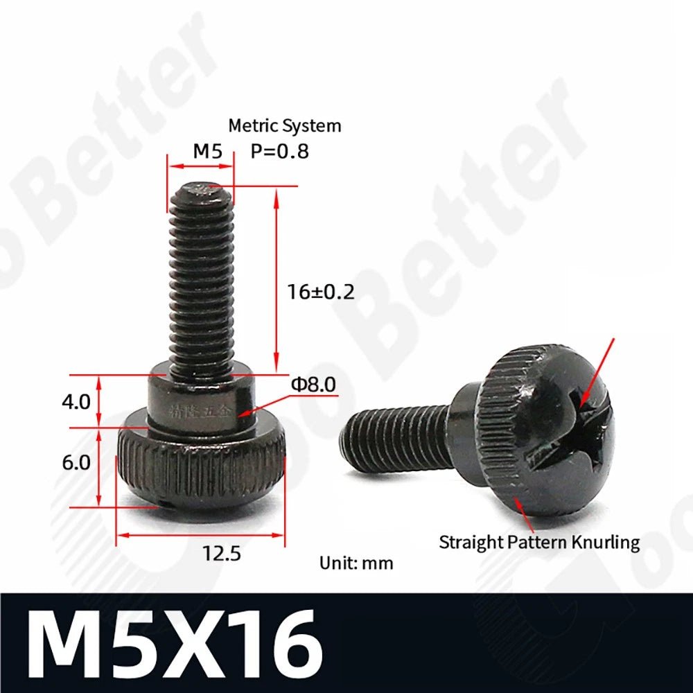 M5 M6 Knurled Thumb Screws Step Head | Hand Grip Knob Bolts | Nickel & Black Zinc Plated - HomeDIYer